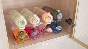 Lifewit Stackable Water Bottle Organizer for Cabinet, Plastic Bottle Holder Fits Bottles/Tumblers up to 3.8" Diameter for Pantry/Countertop, 2 Tier Holds 8 Bottles 38 x 20 x 15 cm/15 x 8 x 5.7"