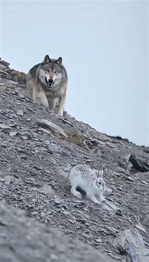 Teeth Miss by Inches — Wolf vs Mountain Hare on a Deadly Slope