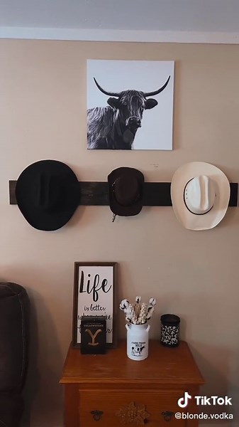 Josh’s little project! 🤎 #DIY #cowboyhatrack #westerndecor #western #tennesseetok #westerndiy #southern #easttn