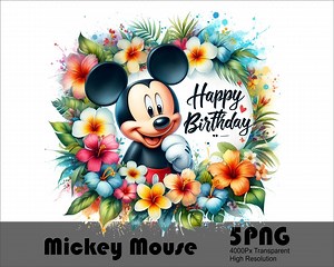 5 PNG Mickey Happy Birthday Mouse PNG Design High Resolution Tshirt and Sublimation File Splash and Watercolor Transparent PNG Download File - Etsy