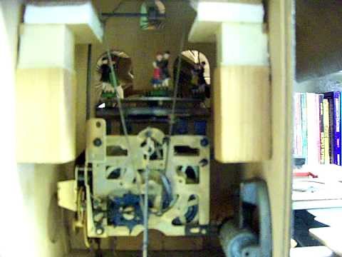 The inside of a musical cuckoo clock
