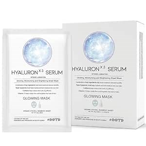 #OOTD Triple Hyaluron Hydrating Mask for Dry and Sensitive Skin, Firming & Moisturizing Korean Vegan Facial Mask with Caffeine & Vitamin C (10-Count)