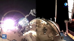 The Shenzhou-14 crew on board the orbiting Chinese Tiangong space station is conducting their extravehicular activities for the third time | China Xinhua Sci-Tech