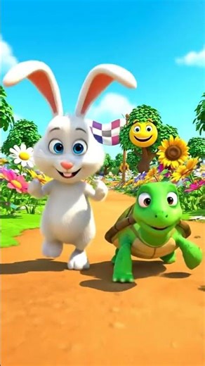 The rabbit and turtle are running 18 #learning #3danimation #cartoon #english #funny#rabbit #turtles