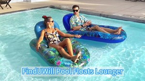 FindUWill Pool Floats Chairs Adult - 2 Pack 65'' x 42'' Large Pool Float Chairs, Inflatable Pool Lounger with Cup Phone Holder, Backrest, Footrest, Tanning Pool Lounge
