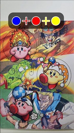 Kirby coloring page using only 3 colors #kirby #hatsunemiku #初音ミク #colormixing #howto #onepiece #...