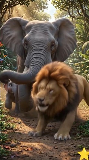 Elephant 🐘 and lion 🦁 fiting #ytshorts #cartoon #animation #viralvideo