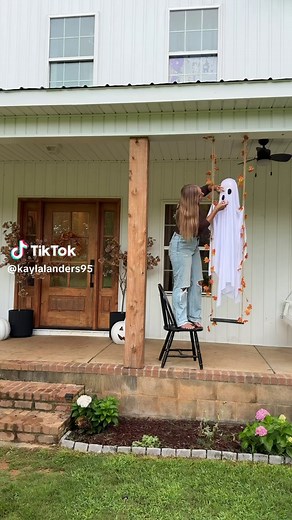 The viral swinging ghost! I have him linked in my bio!👻 It was super easy to put together and makes for the cutest Halloween decor! It comes with a remote that allows you to set a timer on the lights and has 8 different light modes! My kids think he is cute as can be and loves that fact that when the wind blows he swings! #amazonfind #halloweenfinds #halloweenhome #amazonfinds #amazonfaves