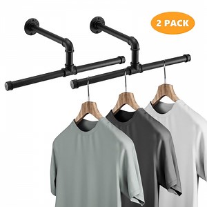 BEAMNOVA Industrial Pipe 20'' L Clothes Rack, Wall Mounted Heavy Duty Rustic Iron Garment Display Bar, Hanging Rod for Closet Storage, Max Load 40lbs (2 Pack) - Walmart.com
