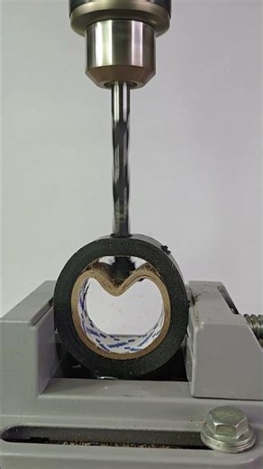 Drill bit vs black tape ️\rSmooth or chaotic?\r\r#Experiment\r#OddlySatisfying\r#Shorts\r#Drill