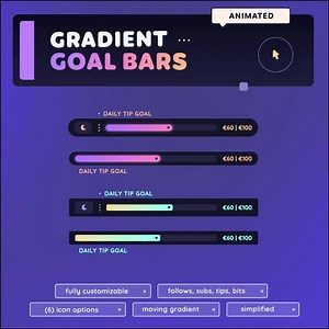 Glow Gradient Goal Widget | Minimal & Cute Goal Bars for Twitch Streamers | Fully Customizable | Streamelements OBS - Etsy
