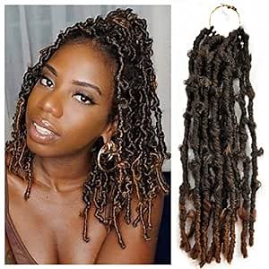 1 Pack 12 Inch Butterfly Locs Crochet Hair Pre Looped Distressed Butterfly Faux Locs Crochet Brown Color (12Inch, 1B/30)