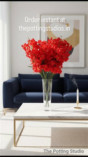 Ashish Bhadoria on Instagram: "Artificial Red Flowers Set Of 2Nos Add a touch of vibrancy to your home with our stunning red artificial flowers! 🌹✨ Perfectly arranged in a chic glass vase, they create a luxurious vibe that lasts forever without any upkeep. Enhance your living space with effortless beauty. Shop now at thepottingstudios.in and bring elegance home! [artificial flowers, red flowers, home decor, luxury decor, indoor plants, flower arrangement, bouquet, interior decoration, home styl