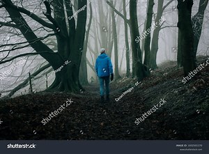 Man Walking Through Dark English Forest Stock Photo 1932501170 | Shutterstock