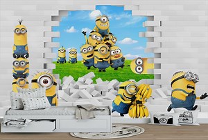 Minions Wallpaper - Removable Wallpaper - Peel and Stick - Nursery Wallpaper-kids Room Mural - Etsy
