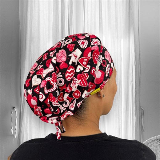 Valentines Treats Scrub Caps for Women, Pleated Euro Surgical Cap, Ponytail Scrub Hat, Valentines Day Gift for Nurses - Etsy