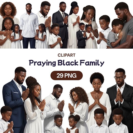 Praying Black Family Clipart | African American Christian PNG Set | Faith People Worship Art | Religious Devotion Digital Download - Etsy Singapore