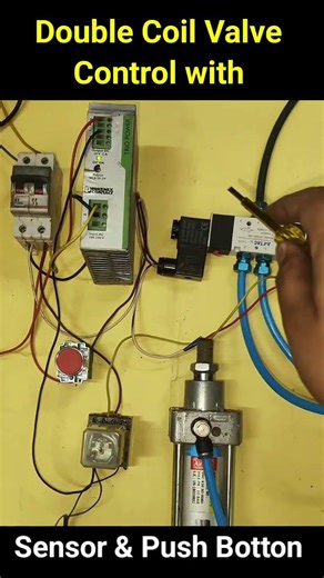 Solenoid Valve control with push botton and sensor| Double Coil Solenoid Valve Control with Sensor