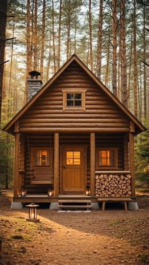 Cozy Rustic Cabin Retreat in the Woods 🌲✨#shorts #forestdesign