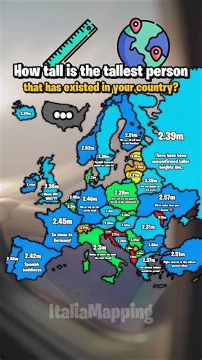 How tall is the tallest person that has existed in your country #fypシ゚viral #mapping #geography #map