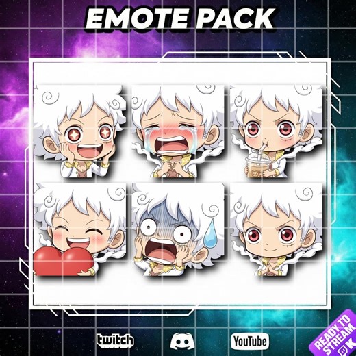 26 Luffy Emotes and Stickers - Gear 5, One Piece, Joy Boy Anime Chibi Twitch, Kick, Discord and Youtube | High Resolution | Stickers - Etsy