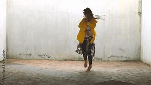 Black woman, hip hop urban dancer and performance with energy, excited talent and freedom outdoors. Young, fashion and creative african female dancing with creative movement, action and ghetto music