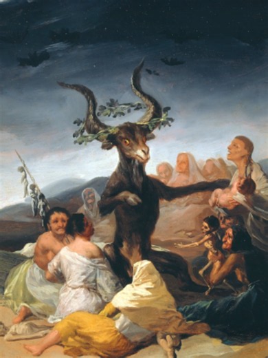 Witches’ Sabbath (1797–1798) By Francisco Goya 📍 Museo Lázaro Galdiano, Madrid The goat looks like the monster. But Goya may be pointing at something worse. Women gather beneath the night sky. Children are offered toward a giant black goat. Bats circle above the ritual. Everything looks like a nightmare. But Goya was not documenting real witchcraft. He was painting superstition. This scene belonged to a series of witchcraft paintings made for the Dukes of Osuna. Its imagery may echo old stories