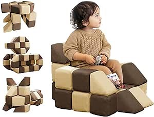 Magnetic Soft Building Blocks for Kids, Magnetic Blocks, Big Blocks, Educational Toys, Incredibly Fun Building Block for Children (Coffee Brown+Light Coffee Brown)