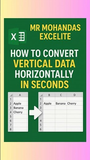 Convert Vertical Data into Horizontally | ‪@techniquelyy‬ #excel #spreadsheetmagic #transpose