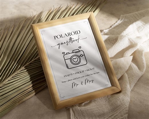 Polaroid Guest Book Sign Template, Wedding Bridal Shower Parties, Polaroid Camera for Wedding Guests, Reception Signage Posters, Canva - Etsy