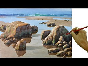 Acrylic Landscape Painting in Time-lapse / Shallow Beach / JMLisondra