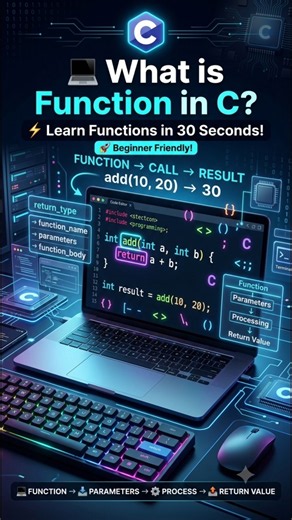 What is Function in C? | C Functions Explained for Beginners 💻 #shorts #clanguage #codebyfc