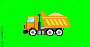 truck dump truck animation on green screen