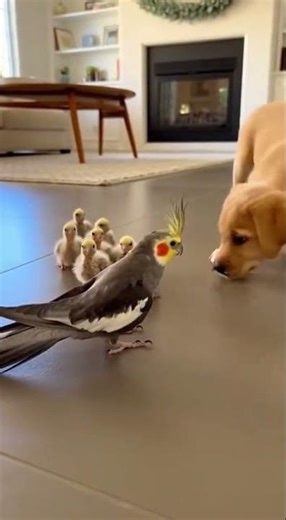 “Parrot: This dog’s vibe is sketchy… like my mom when she sees a sale sign.🐶🐣