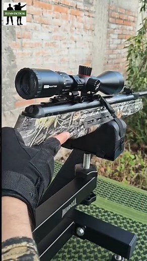 probando la mira simons 3-9x50 sobre el rifle bull frog🦅🔥