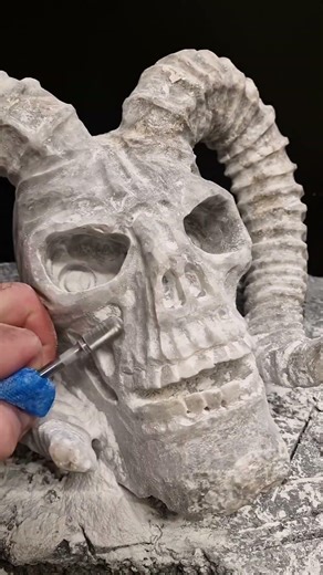 half ram half human skull #craftsmanship #carving