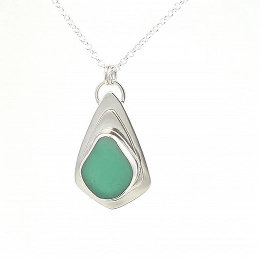 Handmade Maine Sea Glass Necklace, Sterling Silver Teardrop Pendant - Etsy