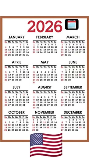 🇺🇸. USA 2026 Calendar with Holidays | Plan Your Year + Long Weekends