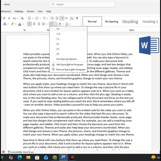 Adjust your line spacing in MS Word
