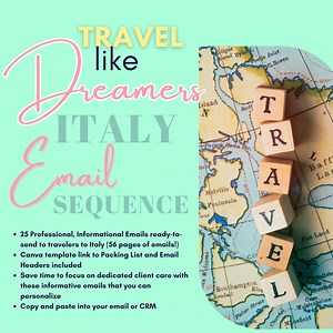 Travel Agent Email Sequence to Send to Clients Traveling to Italy - PDF With Canva Template for Packing List and Email Headers - Etsy Australia