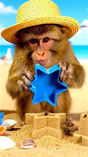 Monkey Beach Builder Creates Sandcastle