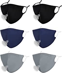 Washable Sports Cloth Face Mask, Women Men Adult Large Big XL Oversized Reusable Designer Breathable Adjustable Workout Summer Facemask Black Grey Cotton Fabric Madks with Nose Wire, Gift For Men