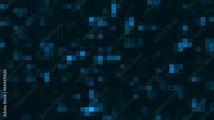 Looping background animation of blue glowing squares abstract digital technology