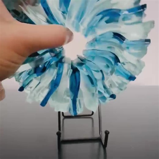 Handmade Blue Glass Sculpture on Metal Stand, Modern Round Art Object, Sculptural Glass Home Decor, Round Table Decor - Etsy