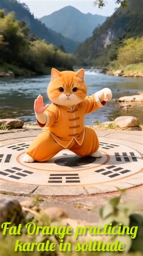 Fat Orange practicing Karate in solitude #animal excercise #trending #Yt shorts #viral video #shorts