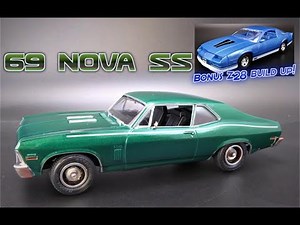 '69 Chevy Nova SS AND '82 Z28 Camaro 350 V8 1/32 Scale Model Kit Build Review Atlantis Models