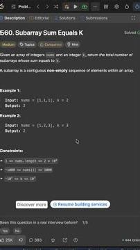FAANG Interview Trick 😳 Subarray Sum Equals K