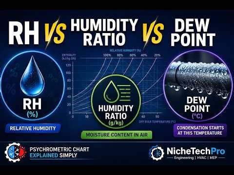 RH vs Humidity Ratio vs Dew Point Explained | Psychrometric Chart Basics Ep-08 🔥