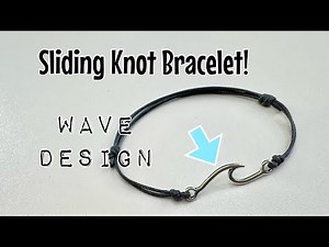 Wave charm sliding knot bracelet! Simple design with metal charm in middle - adjustable bracelet