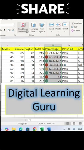 Excel में 3 Traffic Lights कैसे लगाएँ | Conditional Formatting Hindi #excelshorts #excel #ytshorts